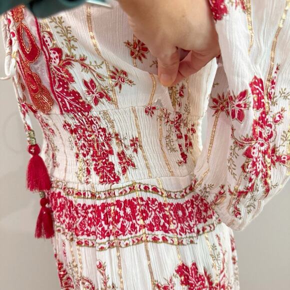 Anthropologie Bohemian Dress Size Small Boho Red Gold Long Maxi Me 2 Magic NWOT - Picture 15 of 15